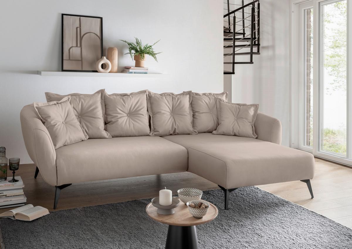 Ecksofa Baggio Beige S: 277x162 cm - Beige/Schwarz, MODERN, Textil (277/162cm) - Livetastic