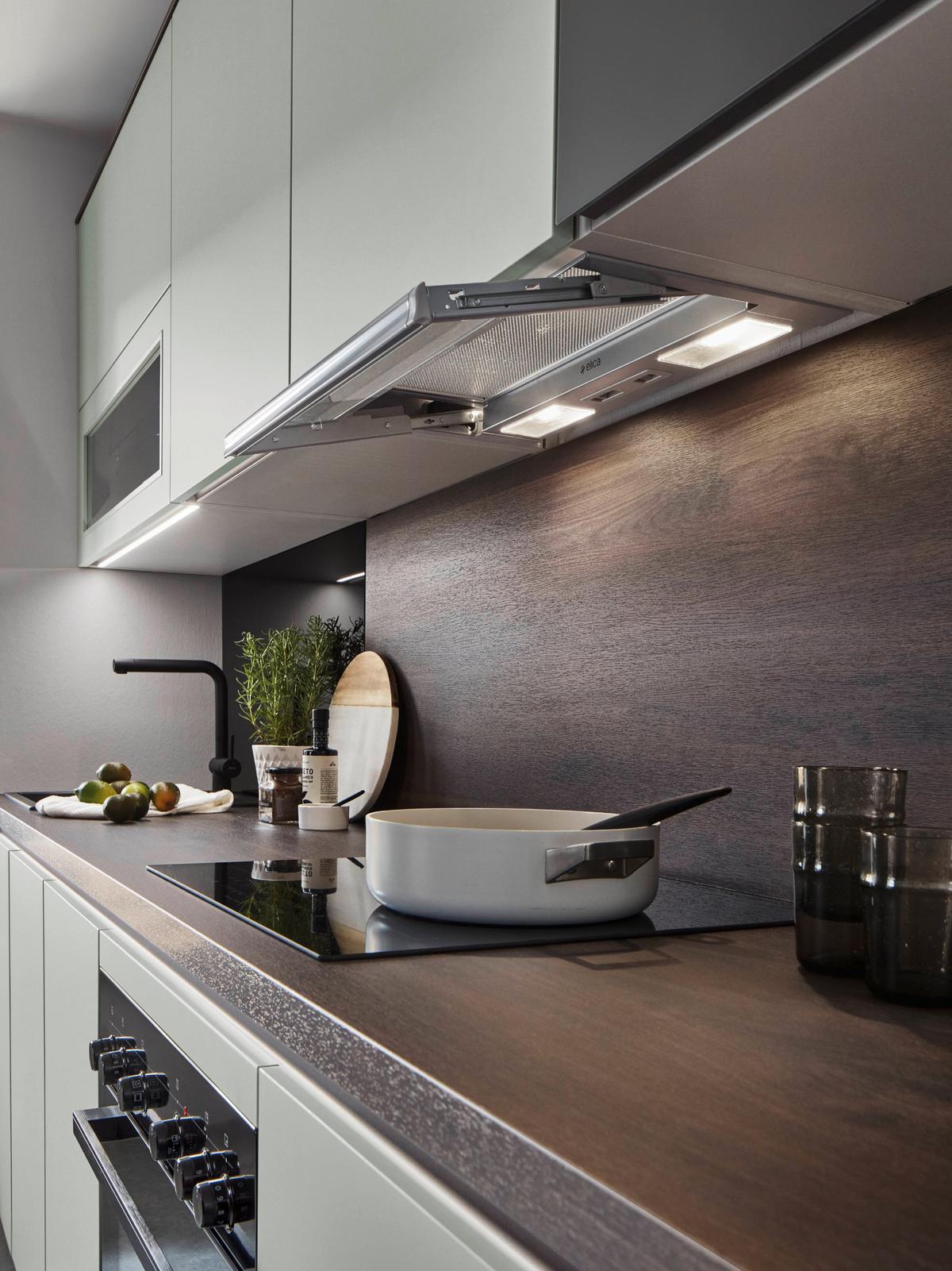 Küchenblock Sidney - Walnussfarben/Grau, Basics, Holzwerkstoff (272cm) - Vertico