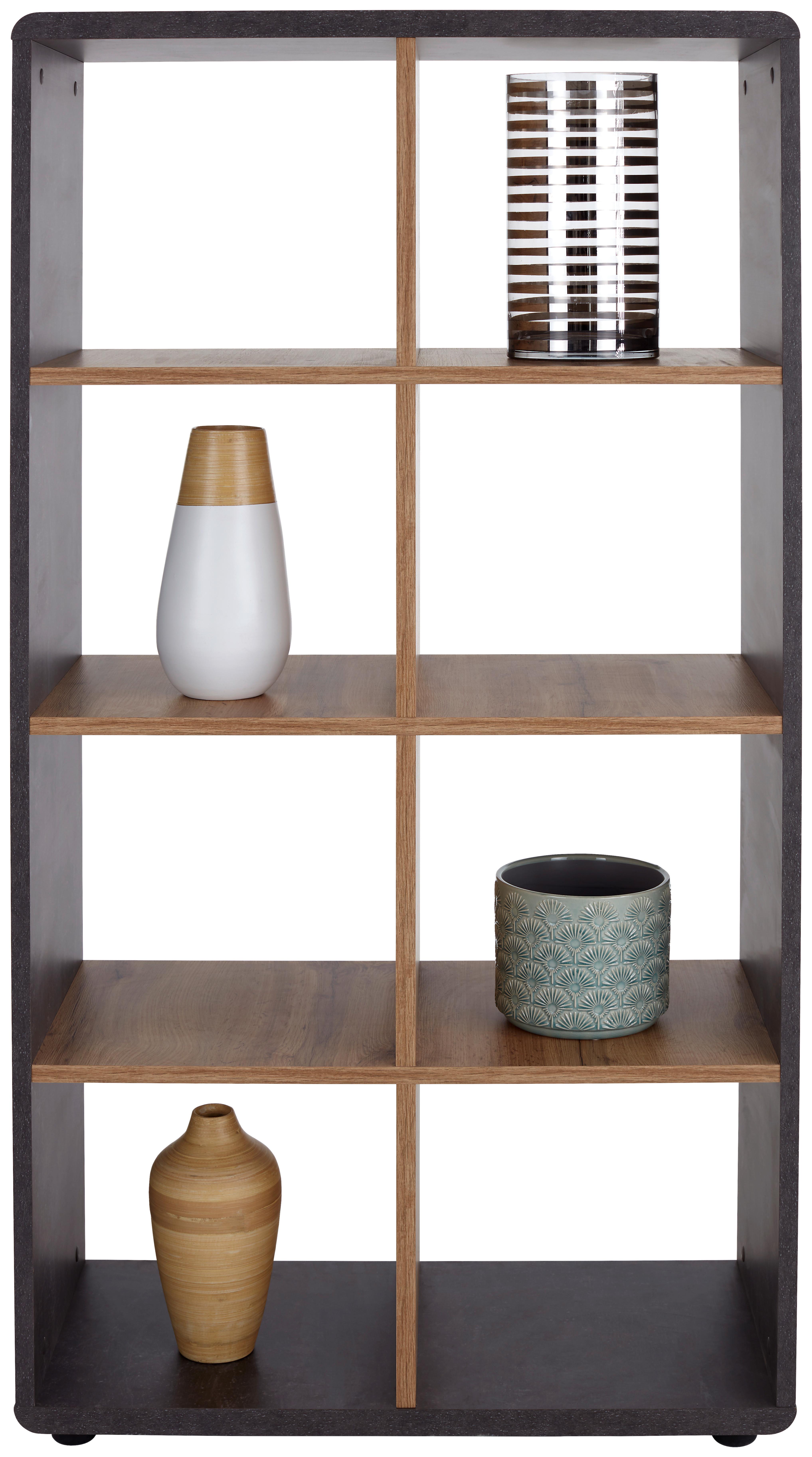 Regal Fontana B 73,2cm, Betonoptik/eiche Dekor - Eichefarben/Dunkelgrau, MODERN, Holzwerkstoff (73,2/145/35cm)