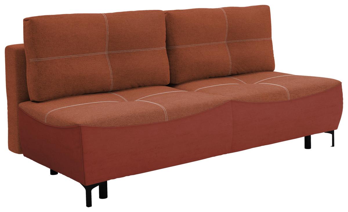 2-sitzer-sofa Mit Schlaffunktion Wendy B: 197 Cm - Rostfarben/Schwarz, Design, Textil (197/94/96cm) - MID.YOU