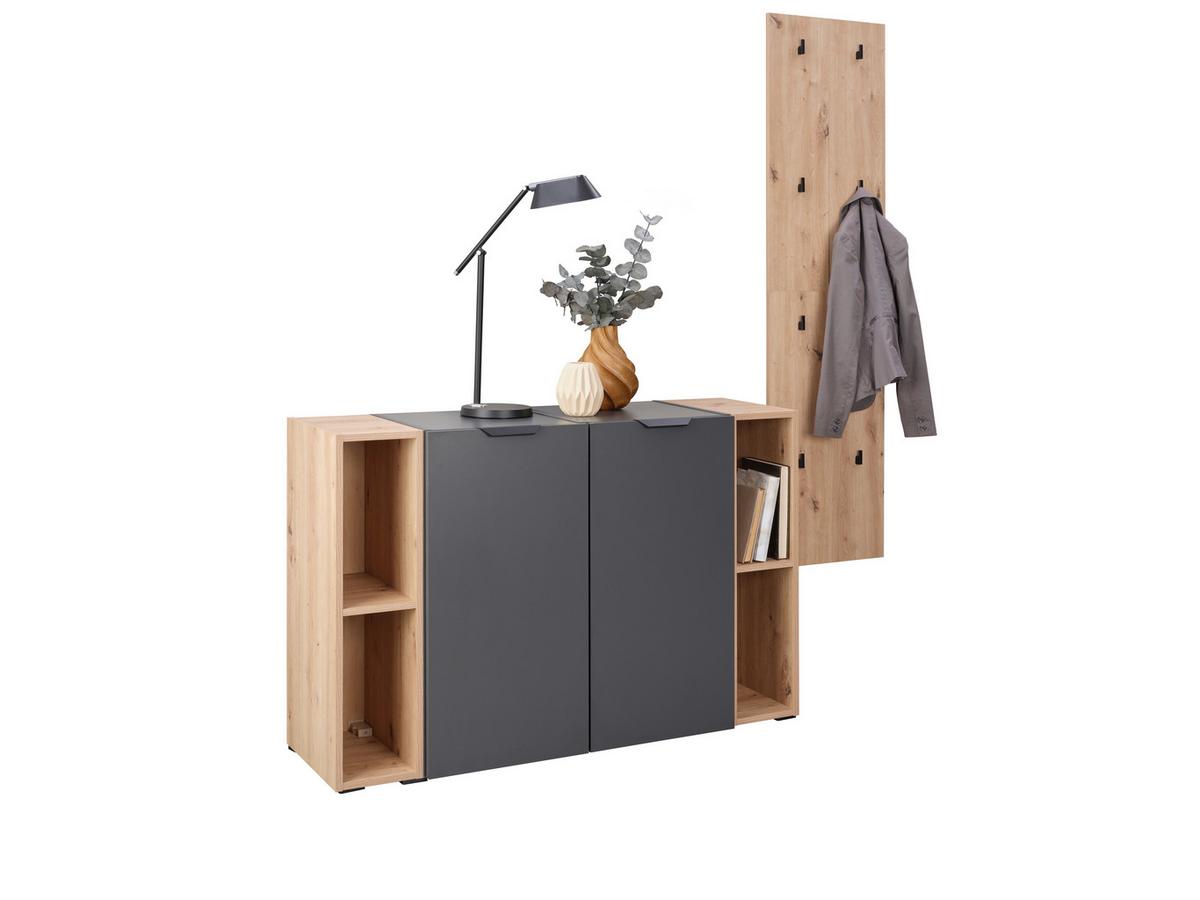 Garderobe Ciao Anthrazit/Eiche Dekor 3--Teilig - Anthrazit/Eiche Artisan, MODERN, Holzwerkstoff (80/181/37,9cm)