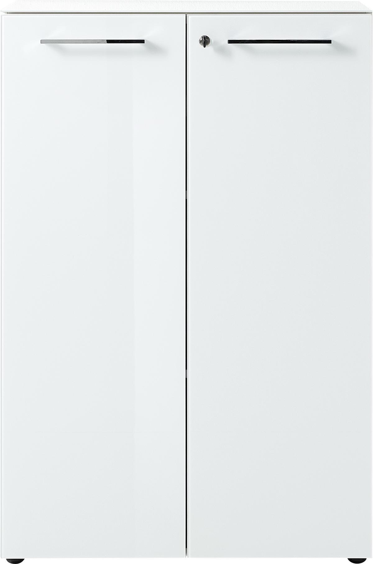 Aktenschrank Gw-Monteria Holzwerkstoff Weiß B: 80 cm - Weiß, MODERN, Glas/Holzwerkstoff (80/120/37cm) - Germania