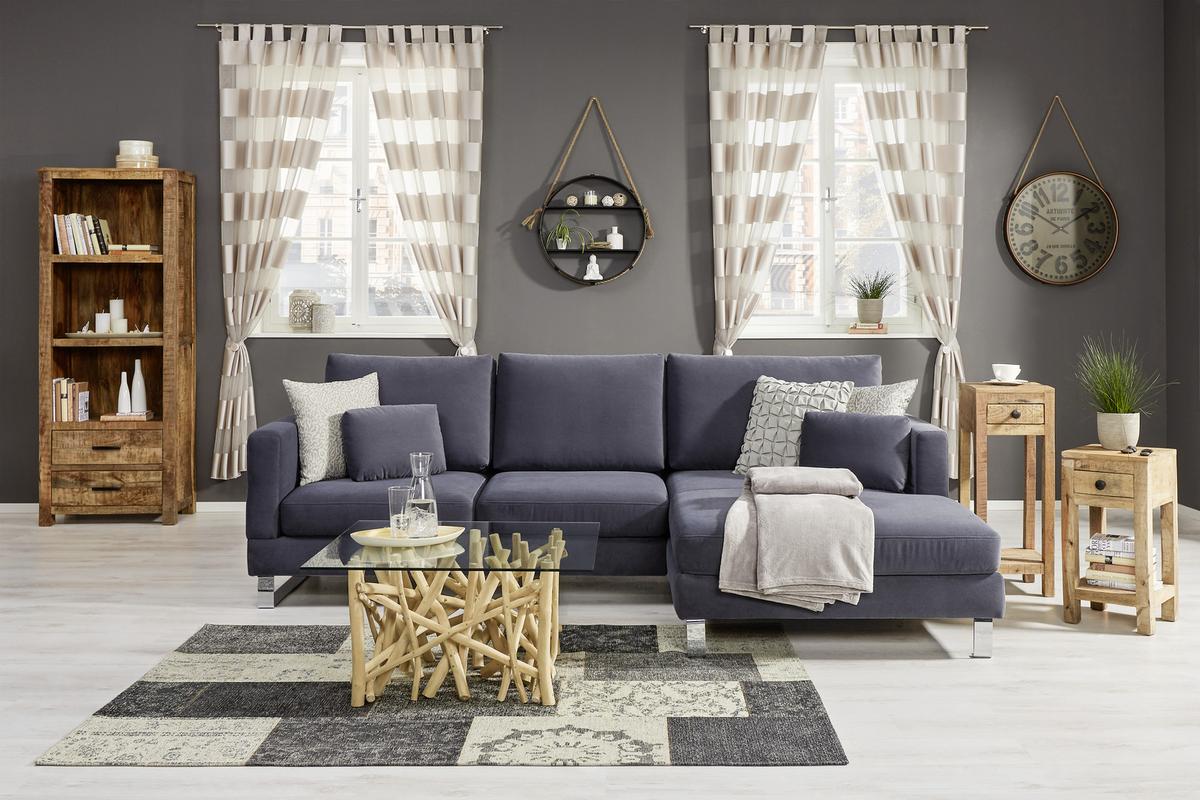 NÁSTĚNNÝ REGÁL MALIK - šedá/hnědá, Lifestyle, kov (59/95/11cm)