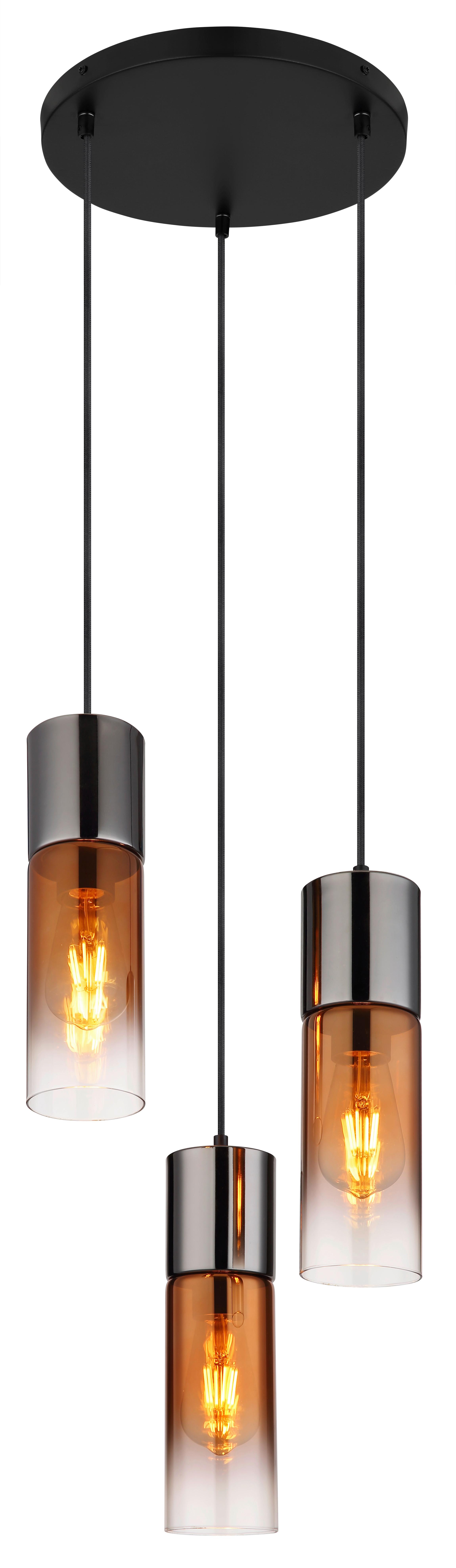 Hängeleuchte 21000-3hg - Klar/Schwarzchrom, Design, Glas/Textil (34/150cm) - Globo