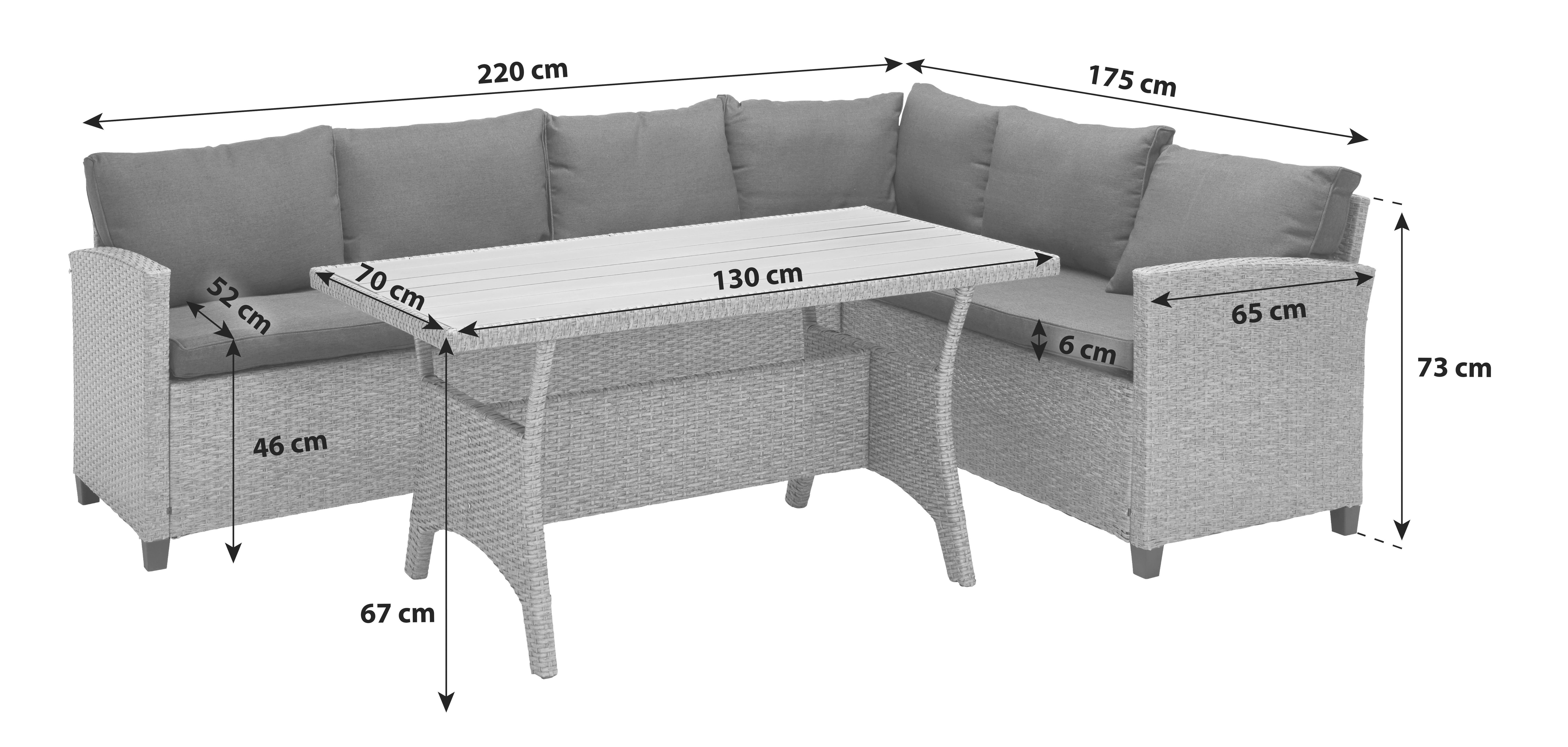Loungegarnitur 3-Teilig Vipora aus Kunststoff mit Kissen