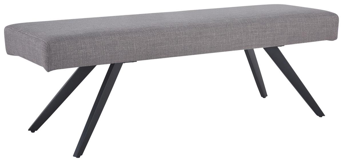 Sitzbank Andros ohne Lehne Hellgrau, B: 140 cm - Hellgrau/Schwarz, KONVENTIONELL, Textil/Metall (140/49/47cm) - MID.YOU