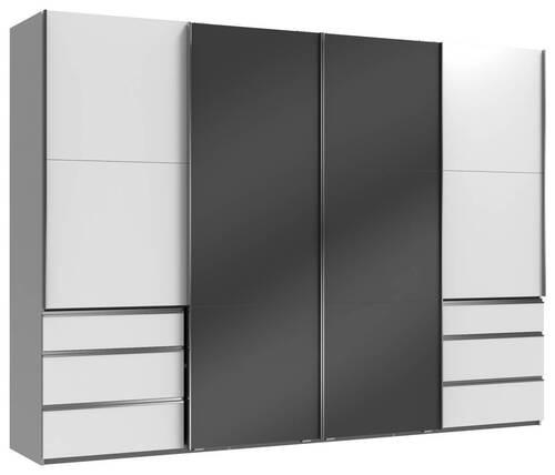 Schwebetürenschrank B: 300 Cm Level Grau/weiß - Weiß/Grau, MODERN, Holzwerkstoff (300/216/65cm) - MID.YOU