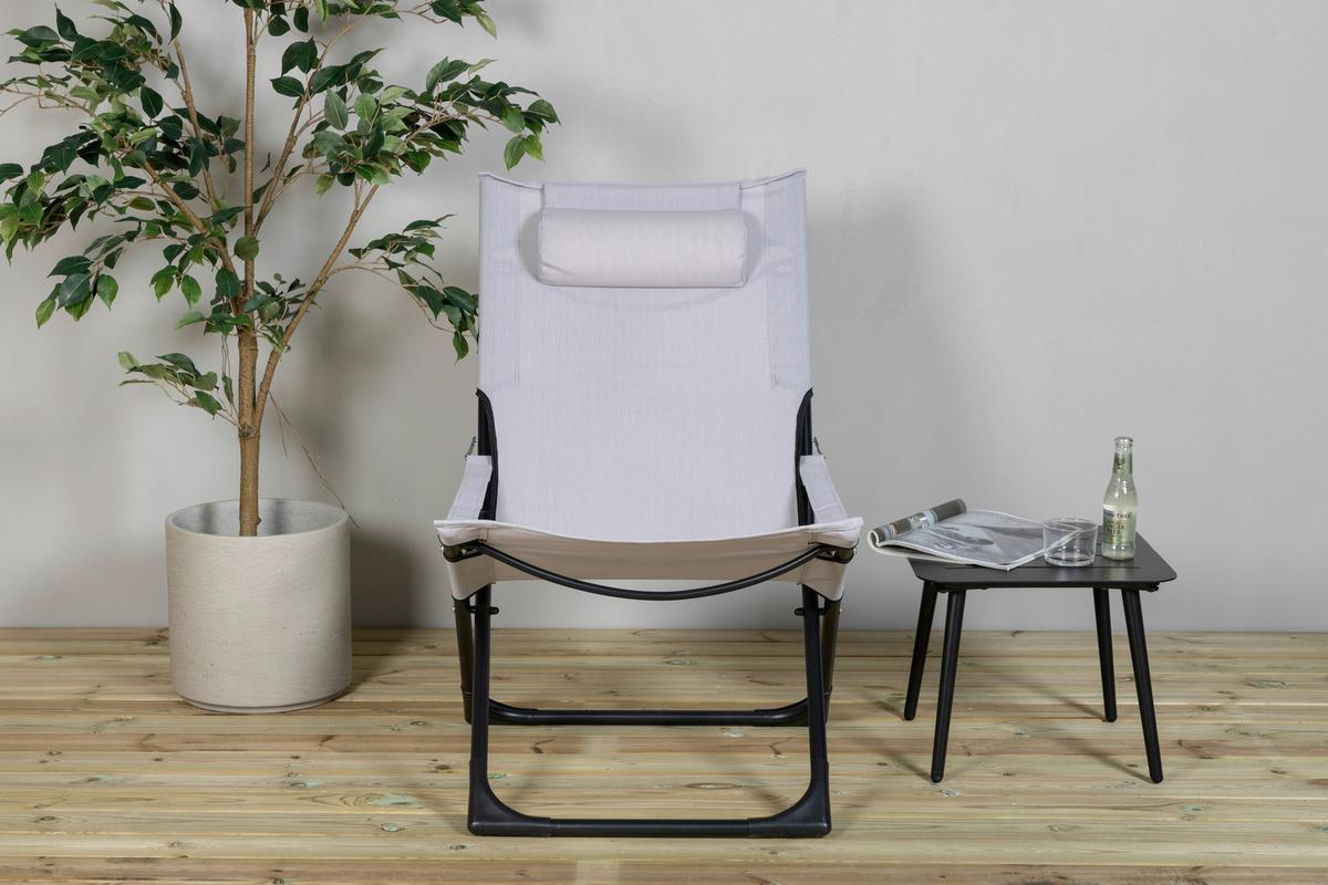 Strandsessel Seville Metall, Textil - Schwarz/Grau, KONVENTIONELL, Textil/Metall (63/89/84cm) - Gardenson