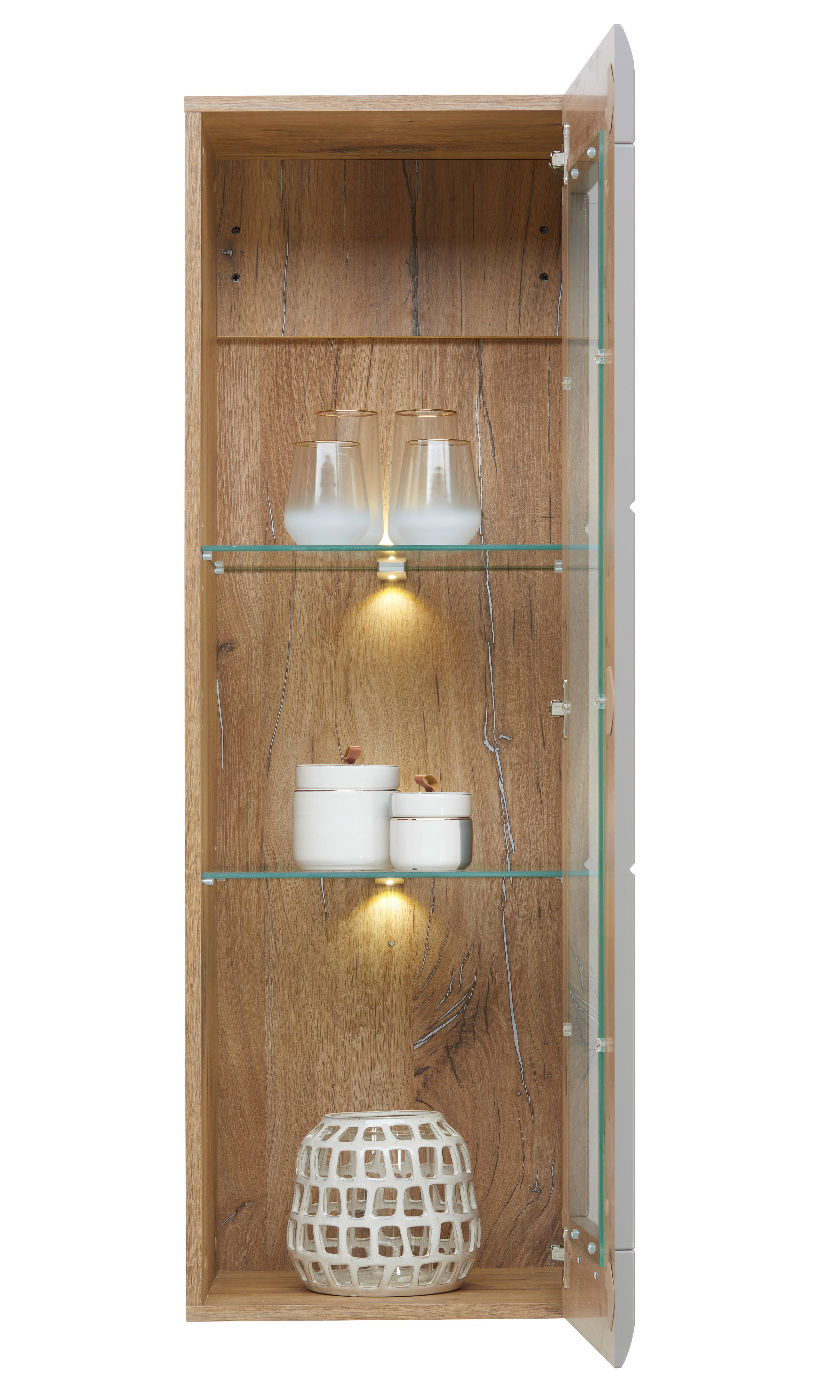 Hängevitrine Auris B: 40,3 cm Eiche/Basalt - Grau, MODERN, Glas/Holzwerkstoff (40,3/123,4/37,1cm) - Luca Bessoni