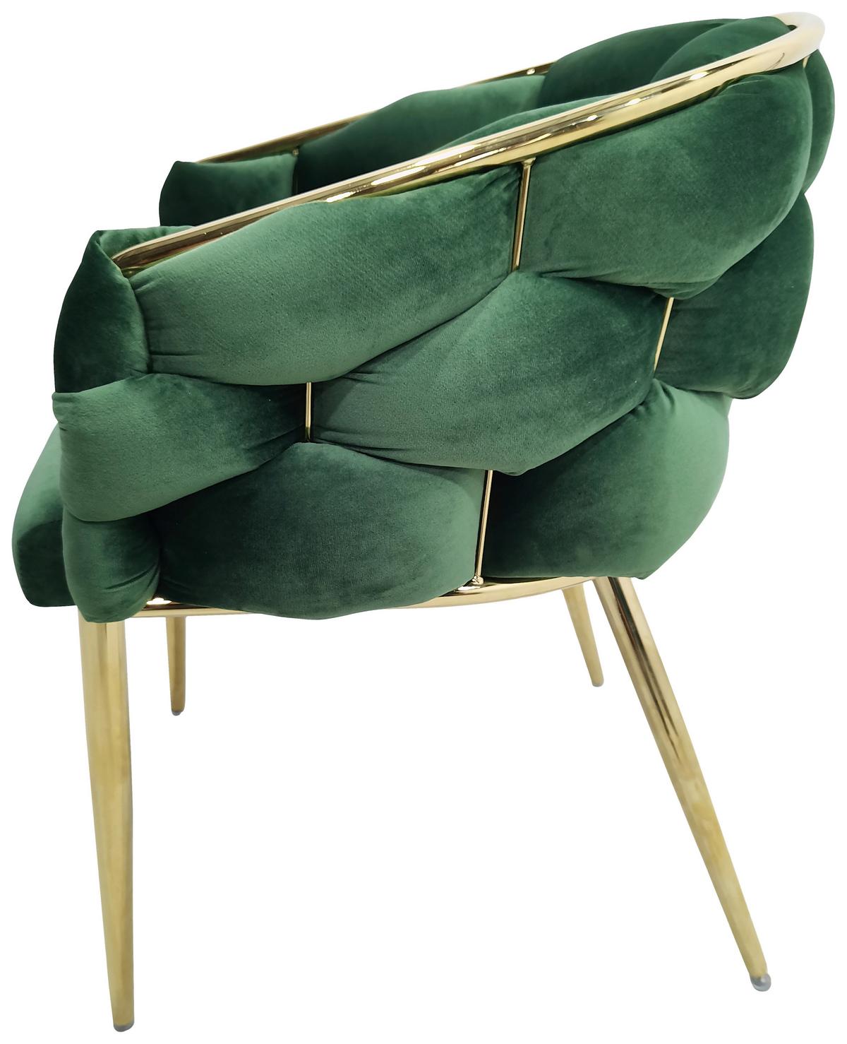 Sada stoličiek s podrúčkami 2ks/sada - zlatá/zelená, Modern, kov/textil (65/79/61cm) - MID.YOU