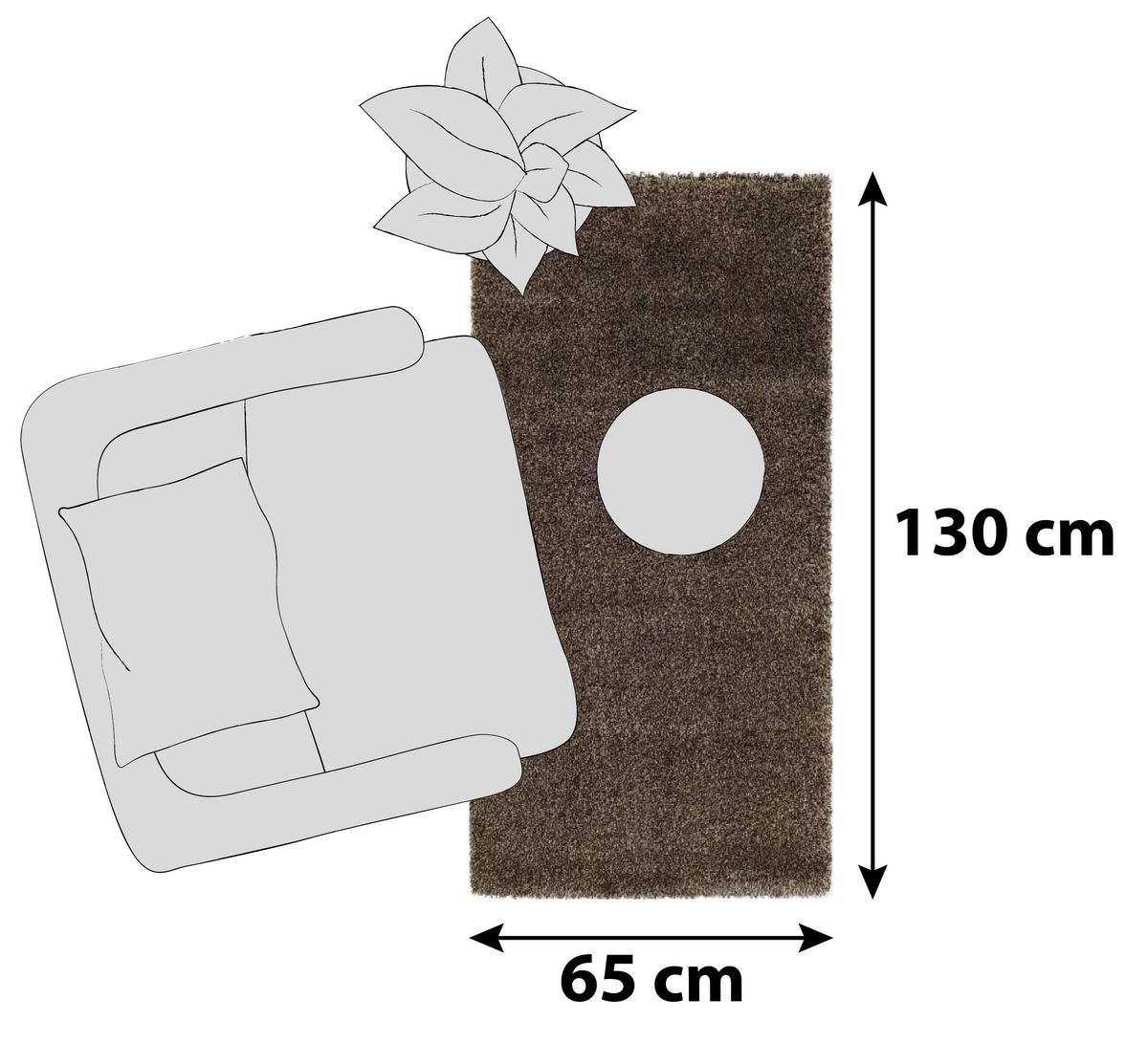 Hochflorteppich Fashion Shaggy Schlammfarben 65x130 cm - Schlammfarben, Basics, Textil (65/130cm) - Novel