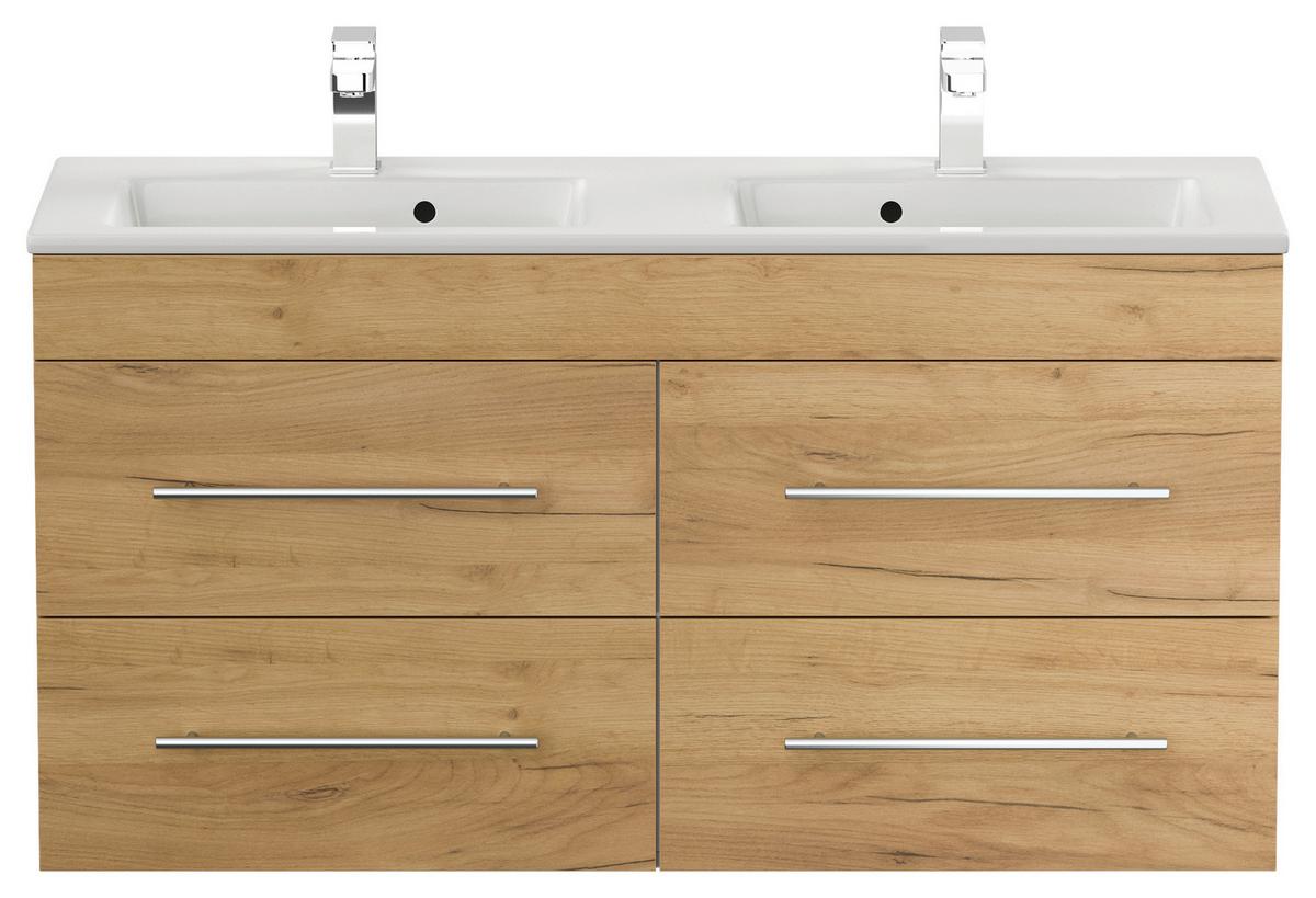WASCHTISCHKOMBI Homeline, Eichefarben B: 120cm - Eichefarben/Weiß, Basics, Keramik/Holzwerkstoff (120cm) - MID.YOU