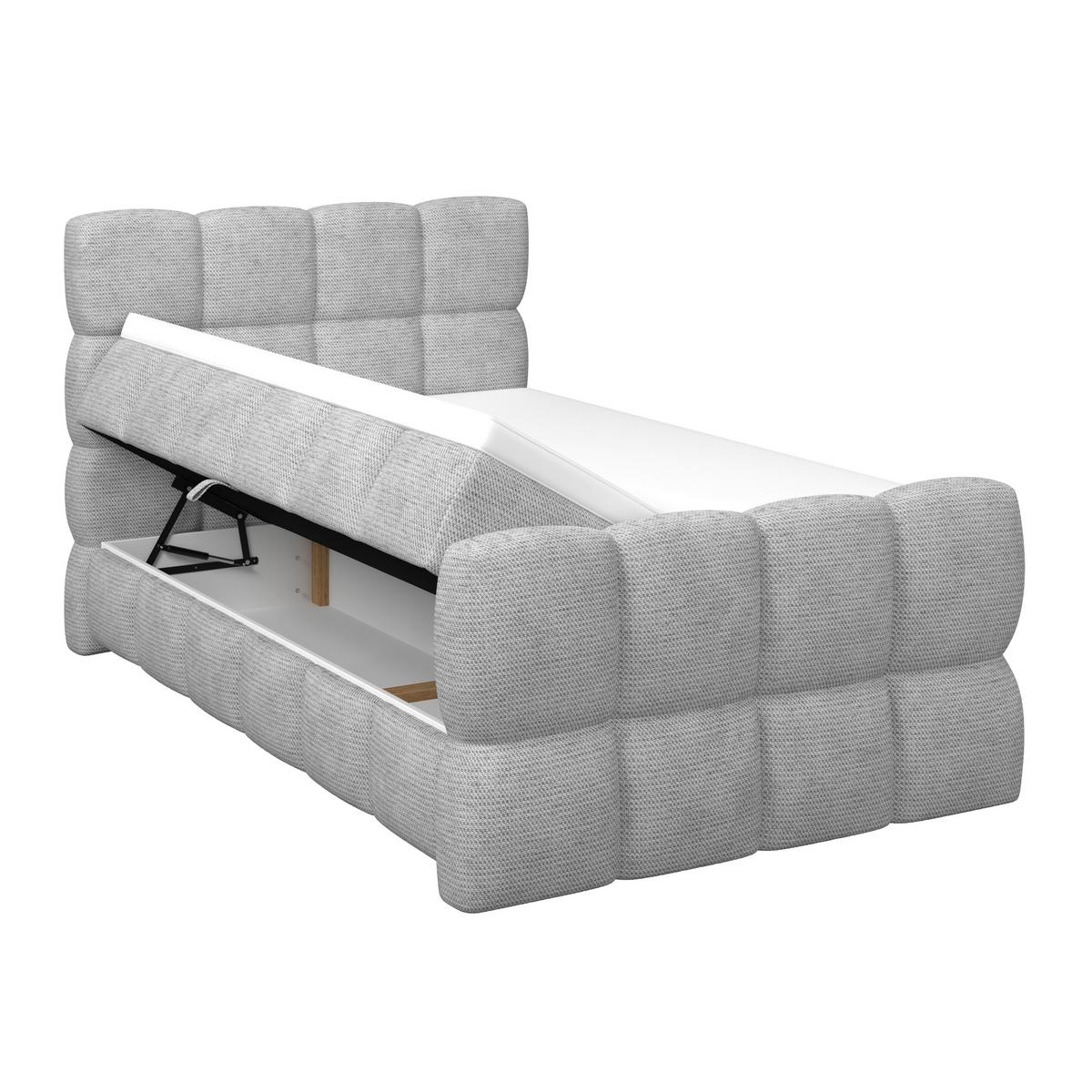 Boxspringbett Brisbane inkl. Bettkasten 120x200 - Hellgrau/Schwarz, Trend, Holz/Holzwerkstoff (120/200cm) - Sembella