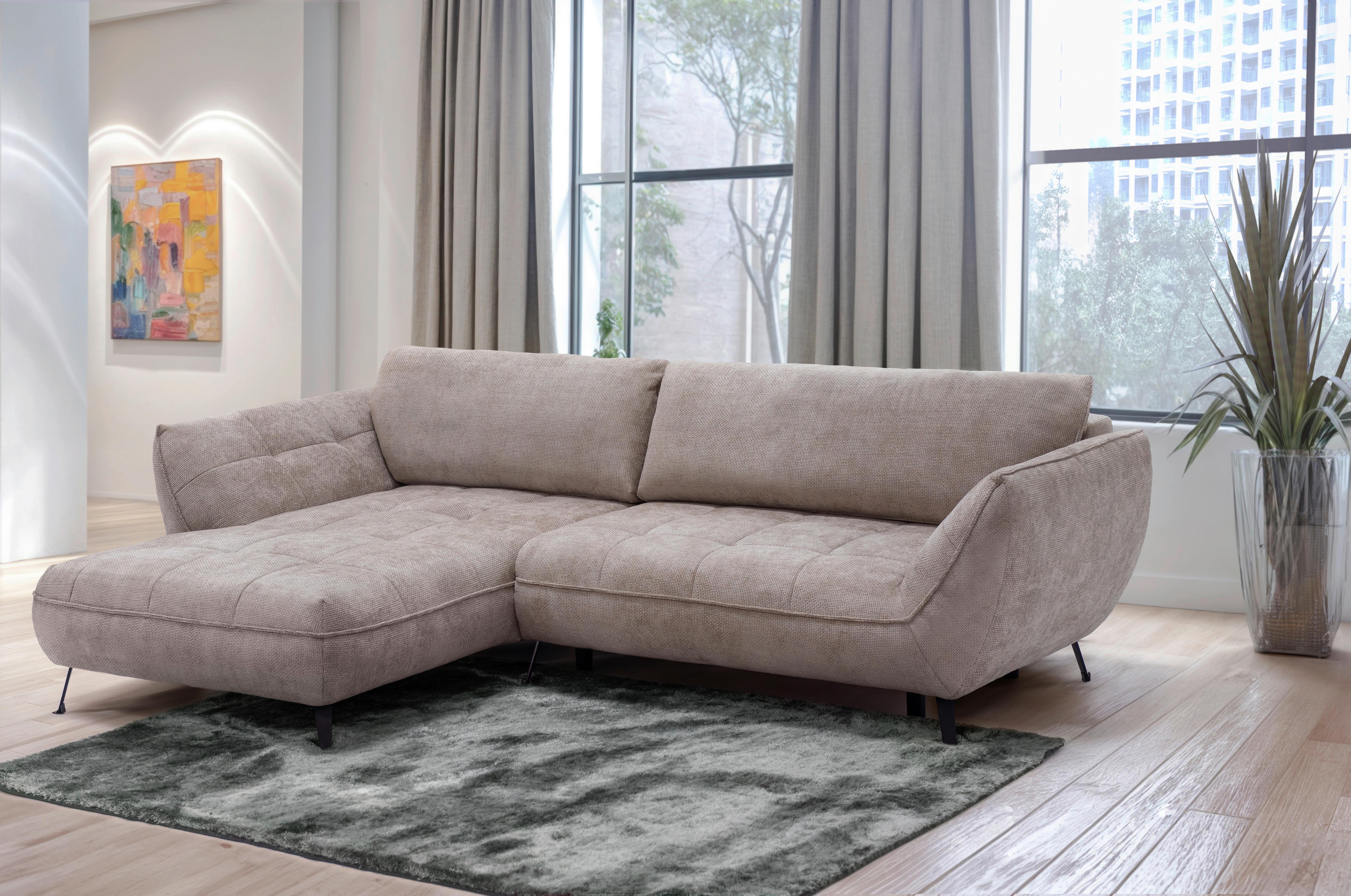 Ecksofa Samoa Hellbraun S: 187x282 cm - Hellbraun/Schwarz, Design, Textil (187/282cm) - Livetastic