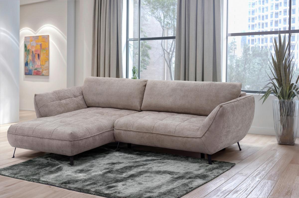 Ecksofa Samoa Hellbraun S: 187x282 Cm - Hellbraun/Schwarz, Design, Textil (187/282cm) - Livetastic