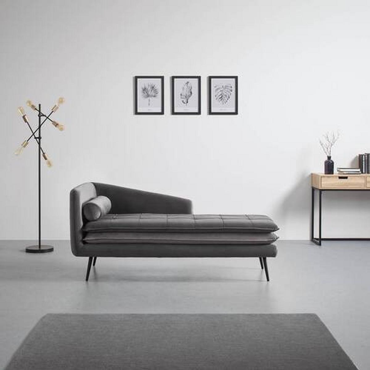 Stylová pohovka Emilia, sametový potah, šedá - šedá/černá, Moderní, kov/dřevo (75/73/162cm) - Bessagi Home