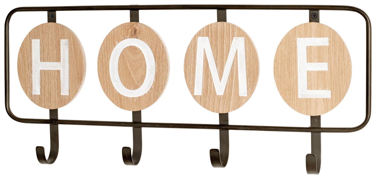 Hakenleiste Mila - Eichefarben/Schwarz, MODERN, Holzwerkstoff (50/22/5cm)