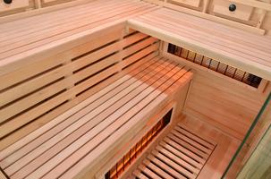 Infrarotkabine DELUXE aus Holz mit Carbon-Magnesium-Heizplatte Detail Bank