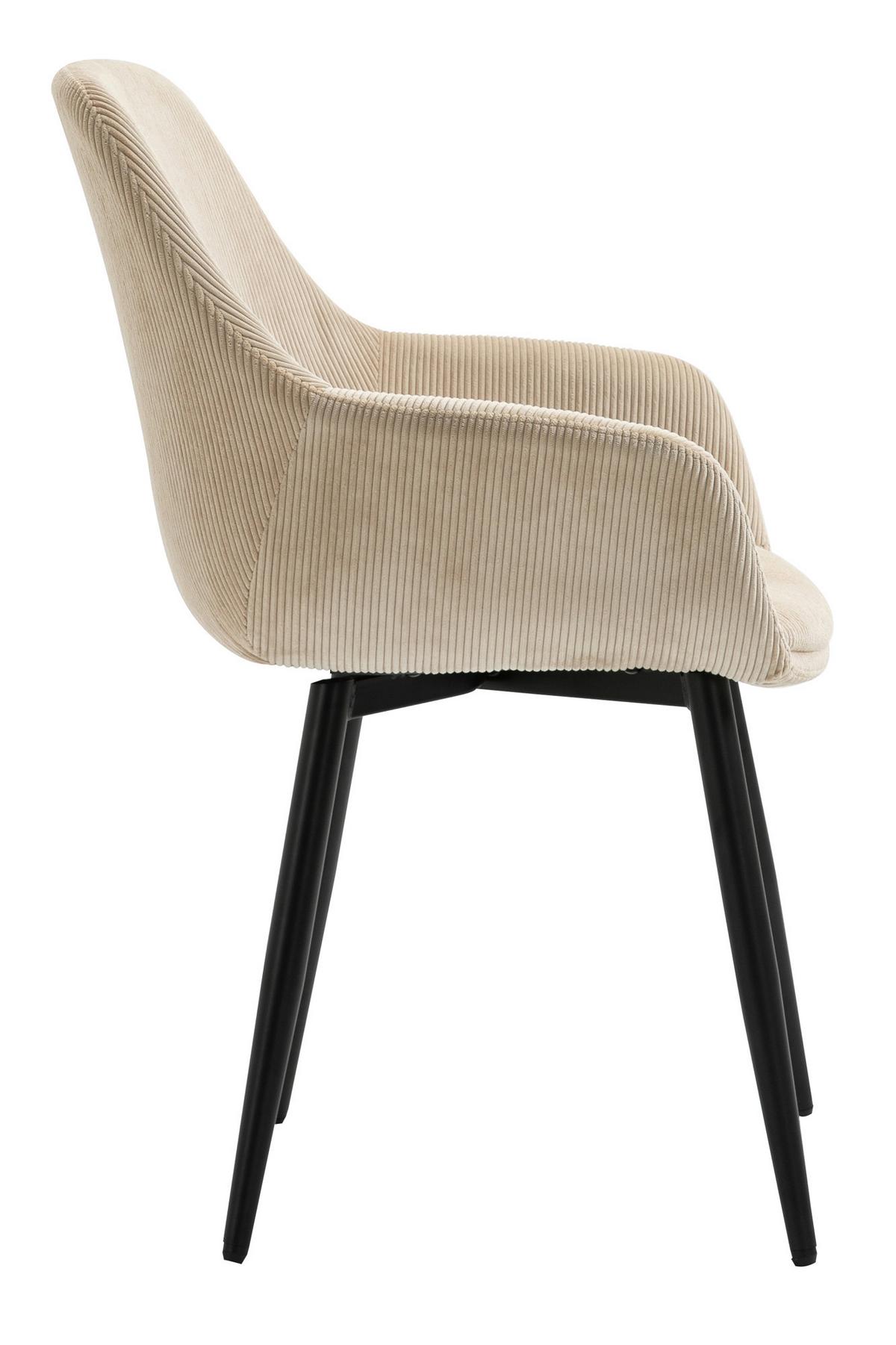 Armlehnstuhl-Set Beige B: 64 cm - Beige/Schwarz, MODERN, Textil/Metall (64/86/59cm) - Livetastic