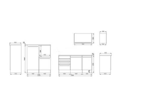 Küchenzeile Premium mit Geräte B: 290cm Grau/Weiß/Eiche Dekor - Wildeiche/Eichefarben, Basics, Holzwerkstoff (290cm) - Respekta