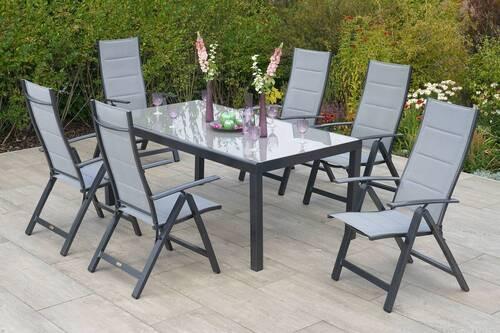 Gartenset Florenz - Graphitfarben/Grau, MODERN, Glas/Textil - Gardenson
