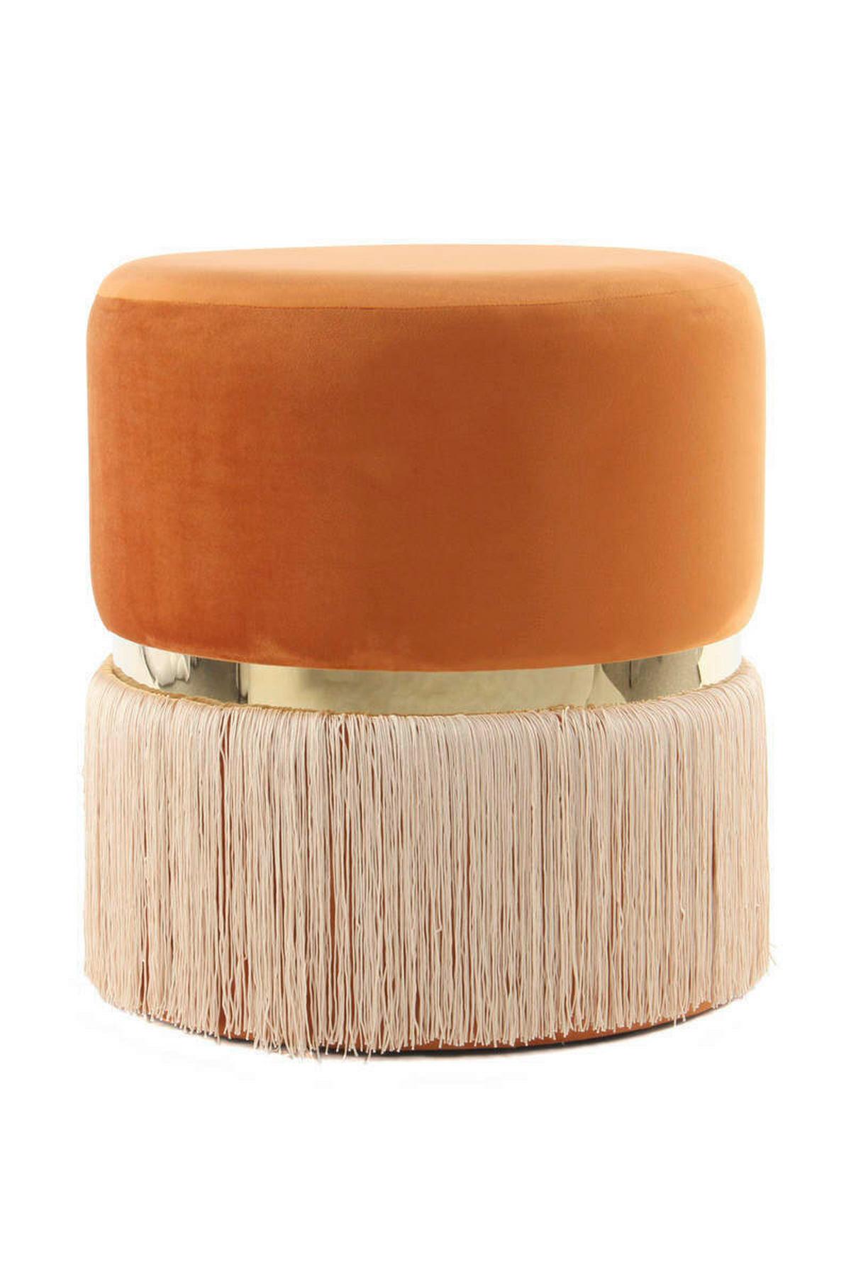 Taburet zlatá/oranžová/šampaňská - oranžová/barvy zlata, Basics, kov/kompozitní dřevo (41/44,5/41cm)