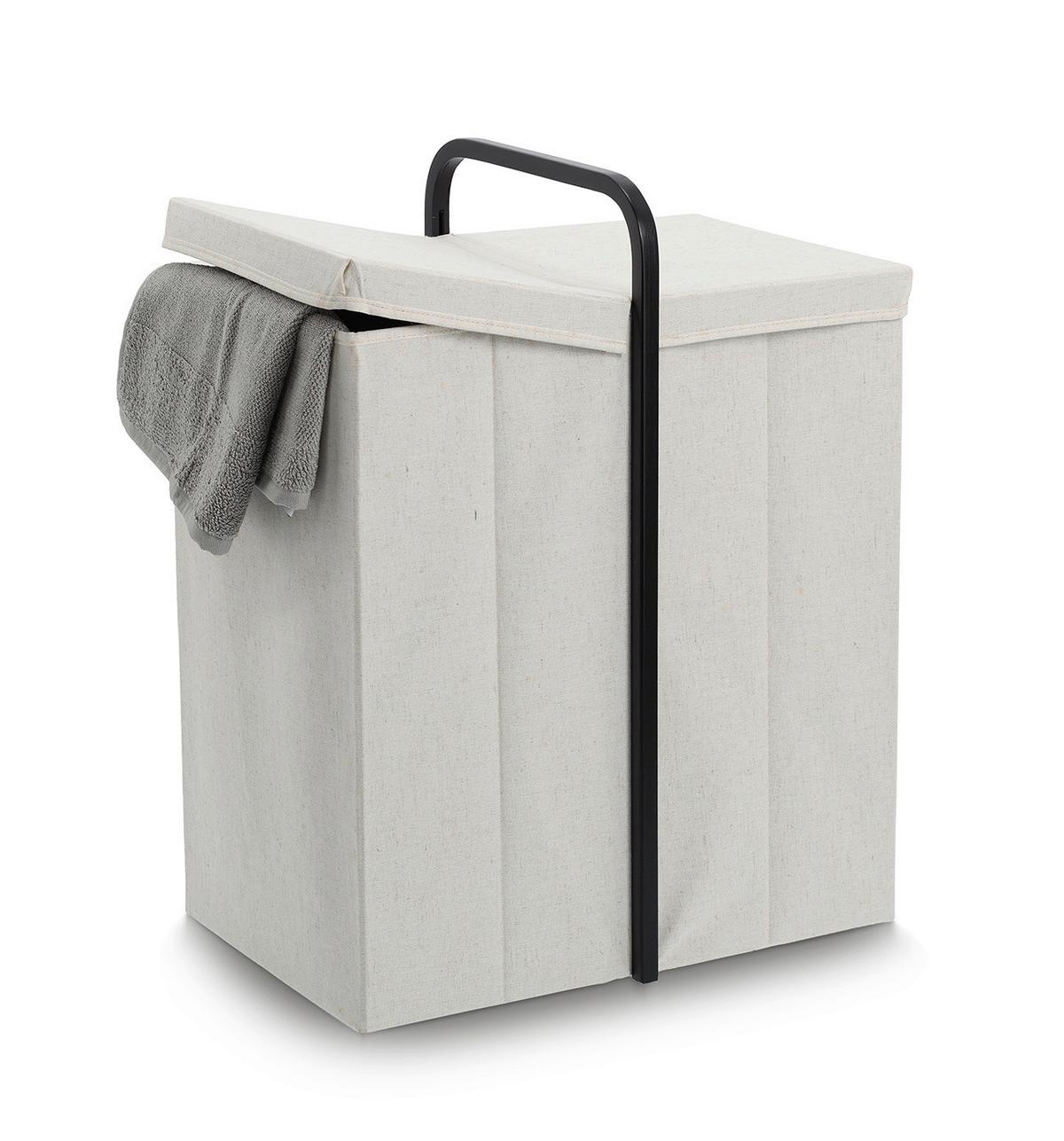 Wäschesammler Bambus/PolyesterGrau - Creme/Grau, Basics, Holz/Textil (51,5/65/35,5cm) - Zeller Present