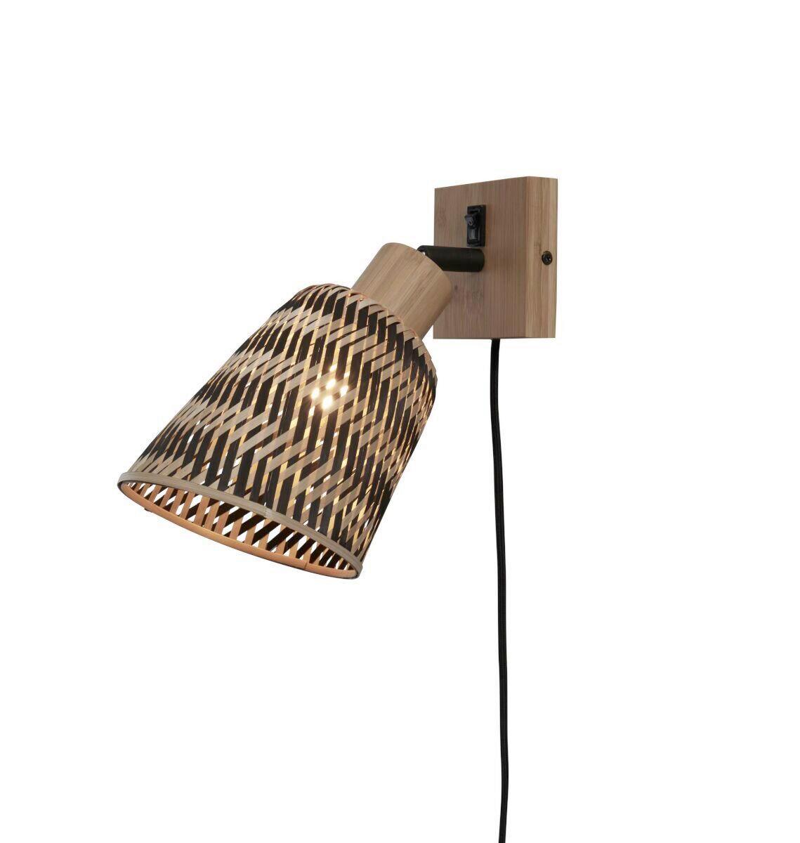WANDLEUCHTE JAVA/W/N/15/BN - Schwarz/Naturfarben, Trend (15/15/22cm) - Good & Mojo