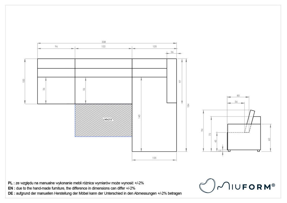 Ecksofa Lulu Beige S: 338x184cm - Beige/Schwarz, Design, Textil (338/184cm) - MID.YOU