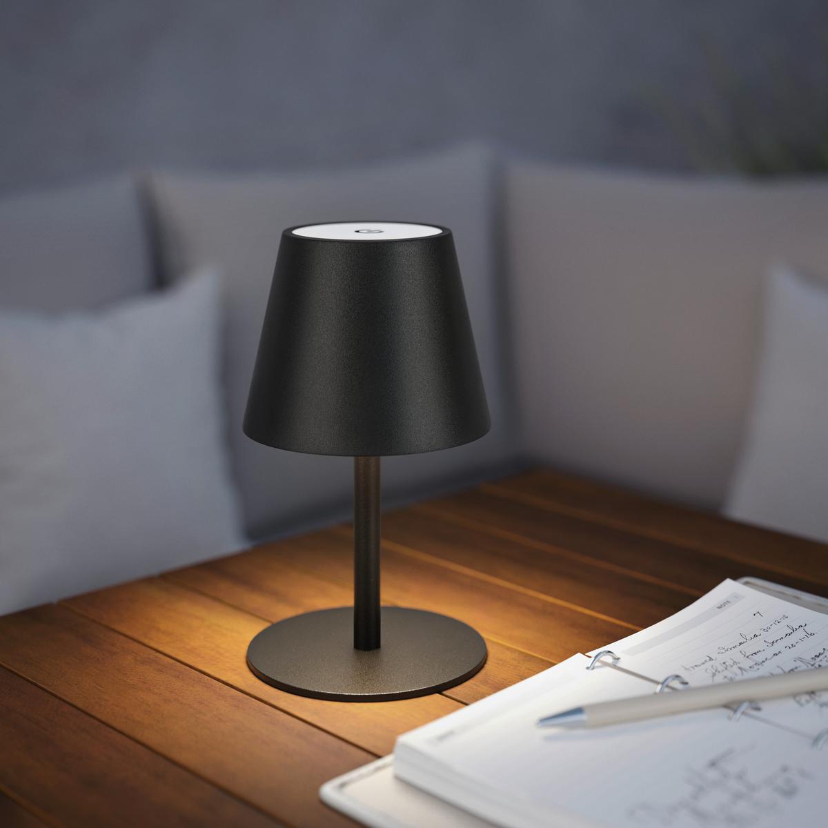 STOLNÍ LAMPA NA BATERIE NOEMI - černá, Konvenční, kov/plast (10,5/17-36cm) - Mömax