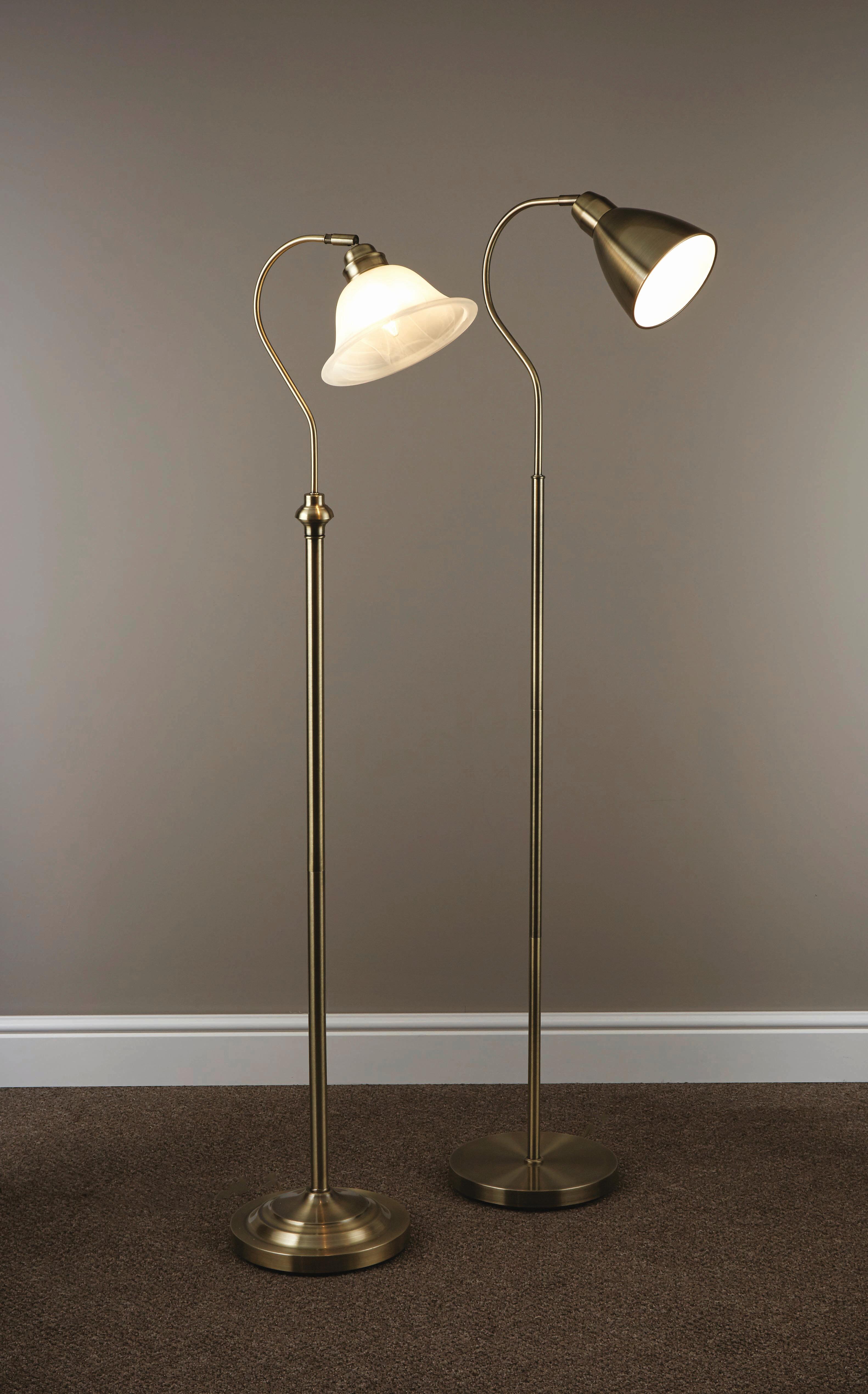 Stehleuchte Eu9122ab - Messingfarben/Weiß, Basics, Glas/Metall (25/140cm)