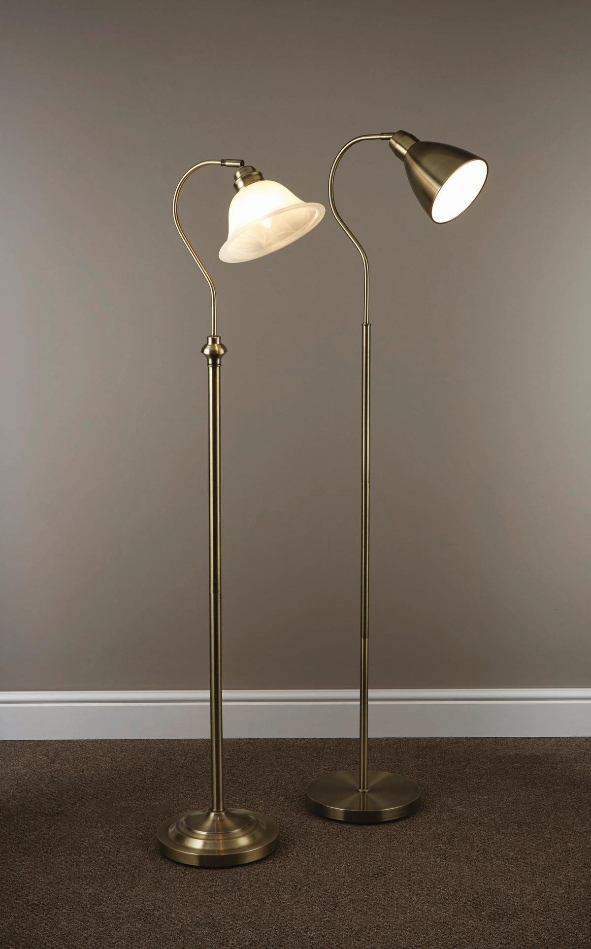 Stehleuchte Eu9122ab - Messingfarben/Weiß, Basics, Glas/Metall (25/140cm)