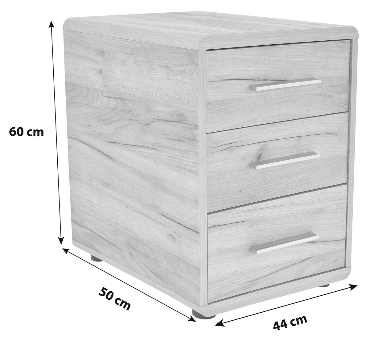 Kontajner FONTANA FTK06 - čierna/farba jelše, Modern, kompozitné drevo/plast (44,3/59,6/50cm)