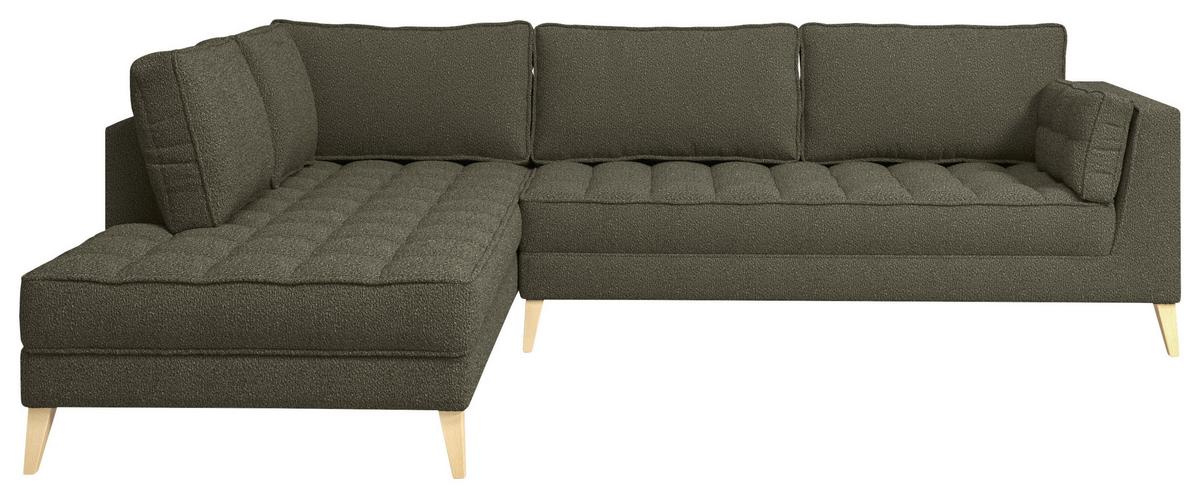 Rohová sedačka DOTI, levá, tmavě zelená - tmavě zelená/přírodní barvy, Design, kompozitní dřevo/textil (204/310cm) - MID.YOU