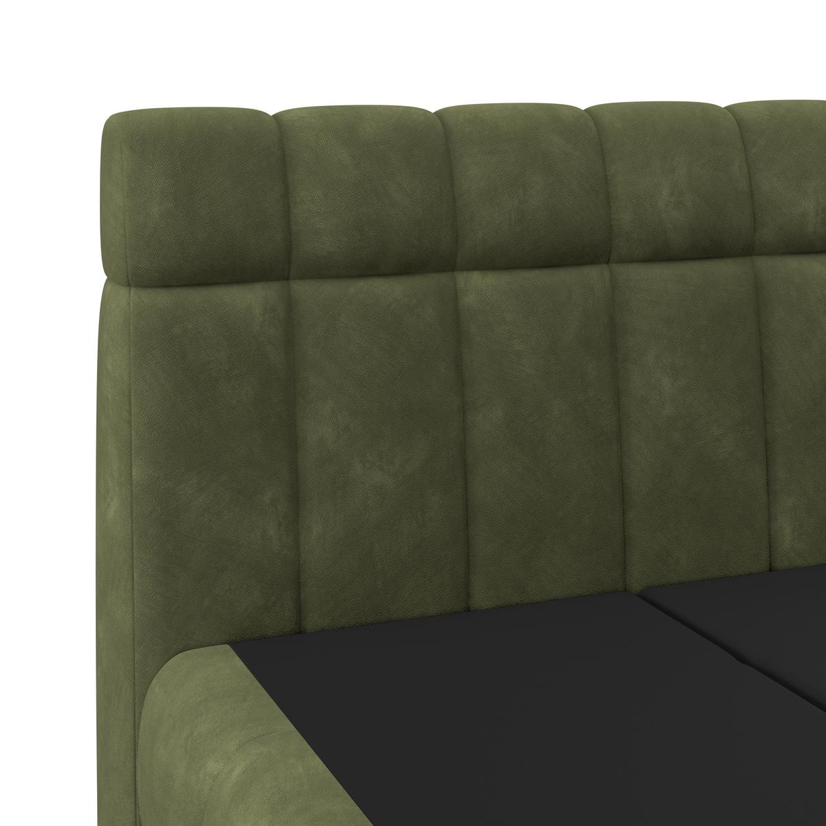 Boxspringbett Nobu O. Matratze Dunkelgrün, Lf: 140x200 Cm - Dunkelgrün/Schwarz, Trend, Holz/Textil (140/200cm)