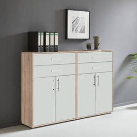 Office Edition B: 168,8 cm Eichefarben/Weiß - Eichefarben/Weiß, MODERN, Holzwerkstoff (168,8/113,6/33cm) - MID.YOU