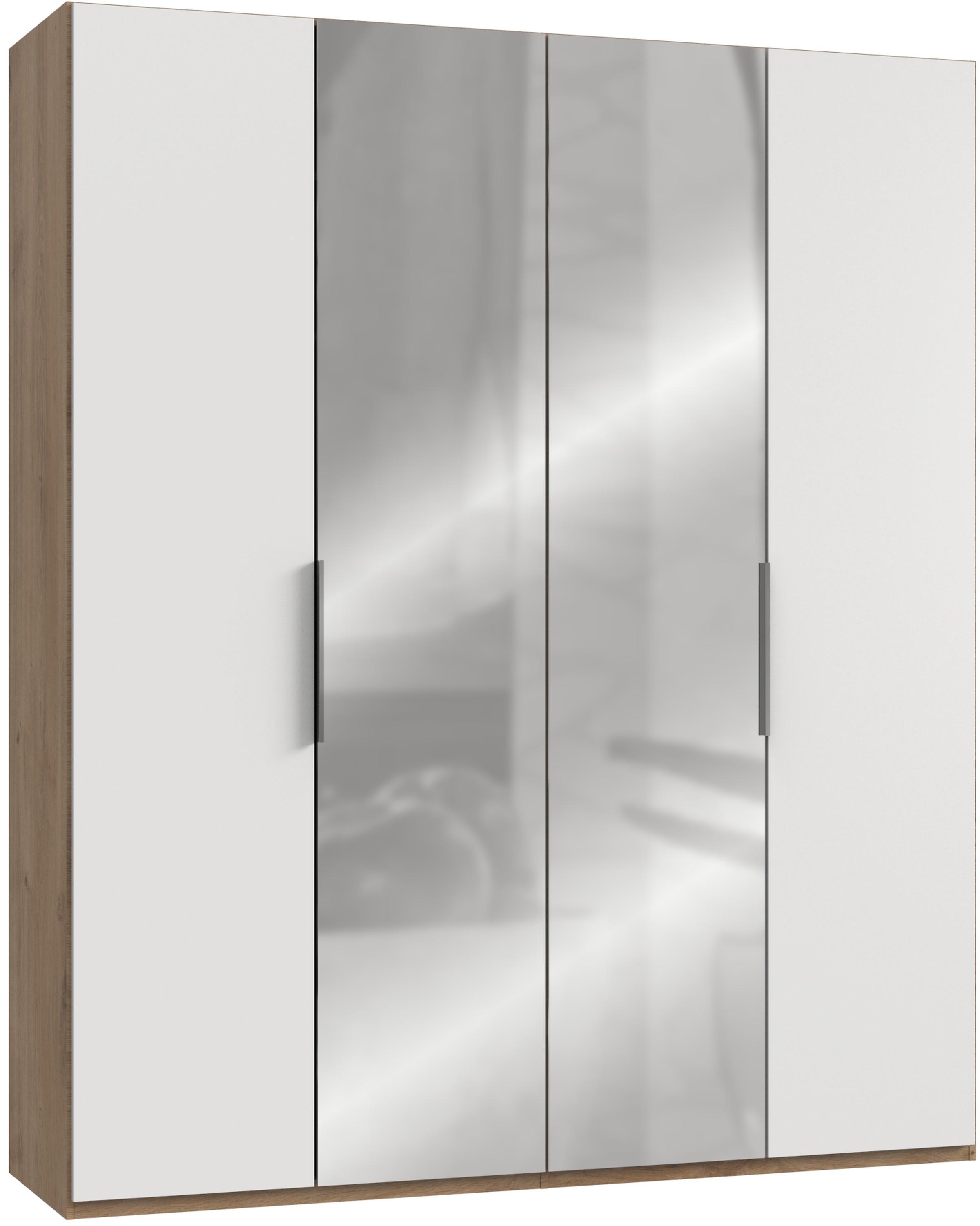 Drehtürenschrank B: 200 cm Level Weiß/Eichefarben Dekor