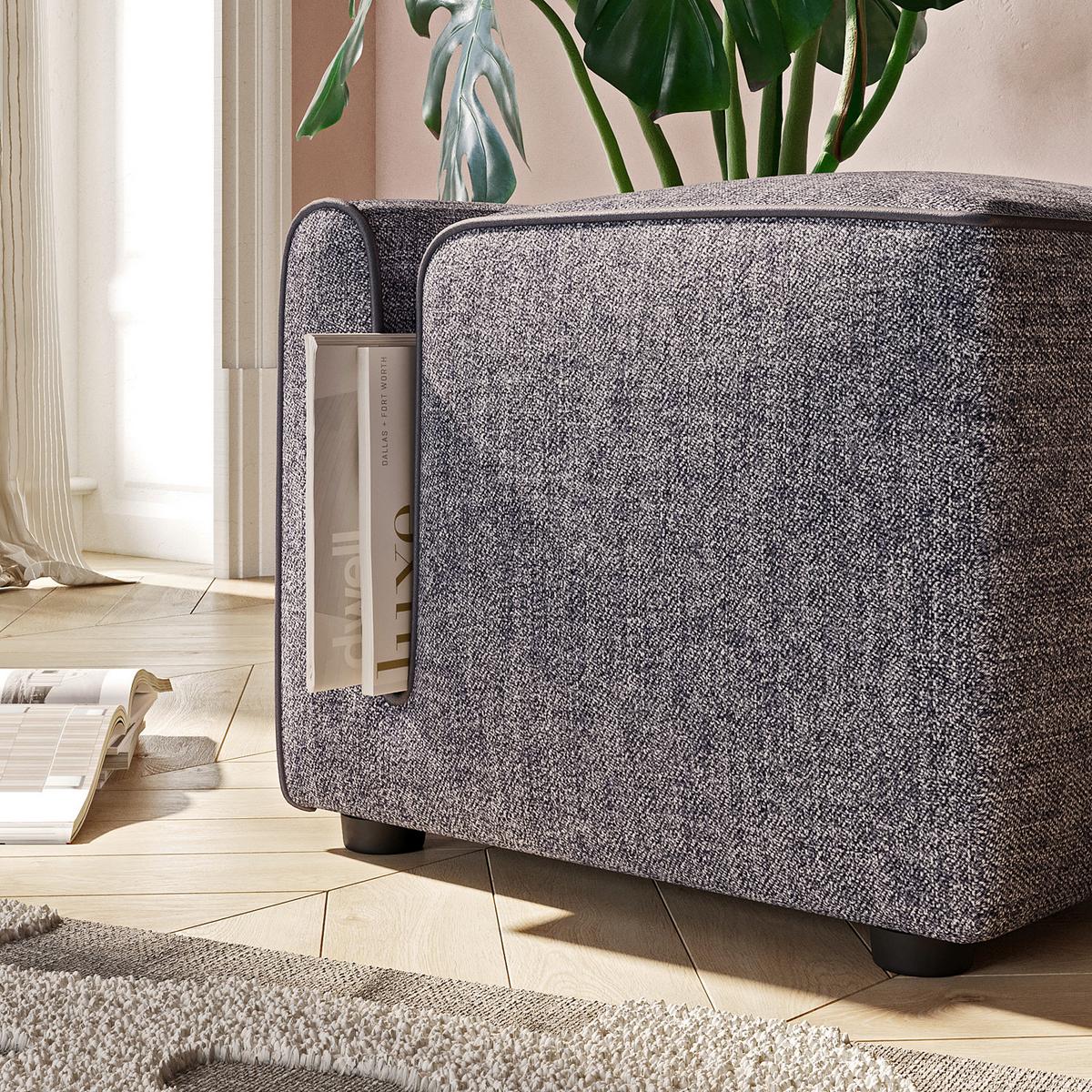 Hocker Paris Grau B: 53 cm - Grau, Design, Textil (53/43/42cm) - Livetastic