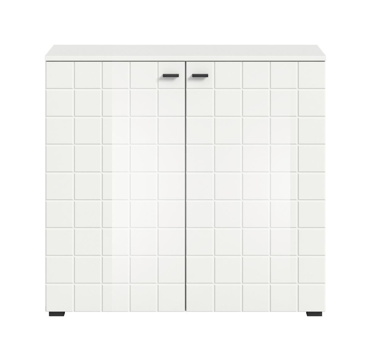 KOMMODE Monte Weiß B: 92 cm - Weiß Hochglanz/Schwarz, Design, Holzwerkstoff (92/86/37cm) - MID.YOU