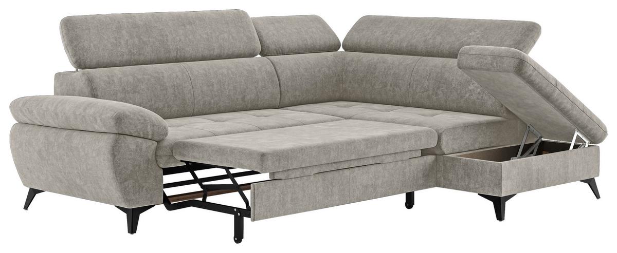 Ecksofa mit Bettkasten Hudson 265x207 cm Schlammfarben - Schlammfarben/Schwarz, Textil (265/207cm) - MID.YOU