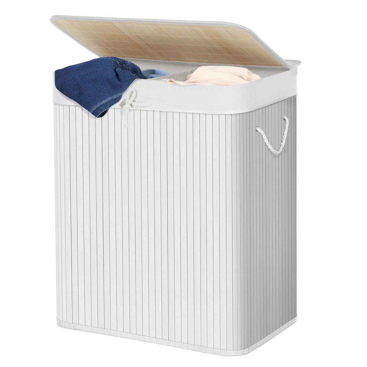 Wäschekorb Weiß B: 51,5 Cm - Weiß, Basics, Naturmaterialien/Textil (51,5/61,5/31,5cm)