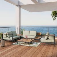 TERASOVÁ SEDACIA SÚPRAVA CHIARA - prírodná farba/svetlozelená, Modern, kov/textil (164/68/94cm) - Bessagi Garden