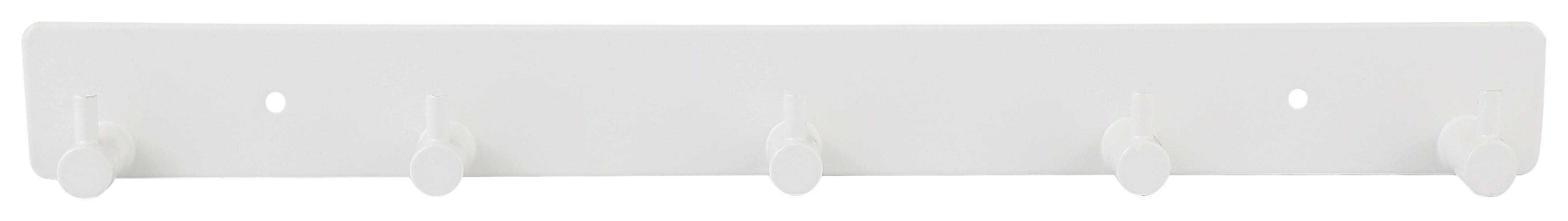 LIŠTA S HÁČIKMI BERT - biela, Modern, kov (35,5/3,3/3,5cm)