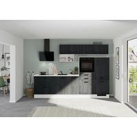 Küchenblock Ip2200 - Eiche dunkel/Schwarz, Design, Holzwerkstoff (300cm) - Impuls