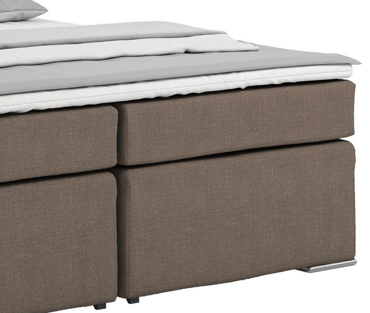 Posteľ Boxspring NERO, 180x200, bahenná hnedá - bahenná hnedá/chrómová, Konventionell, kov/textil (180/200cm)