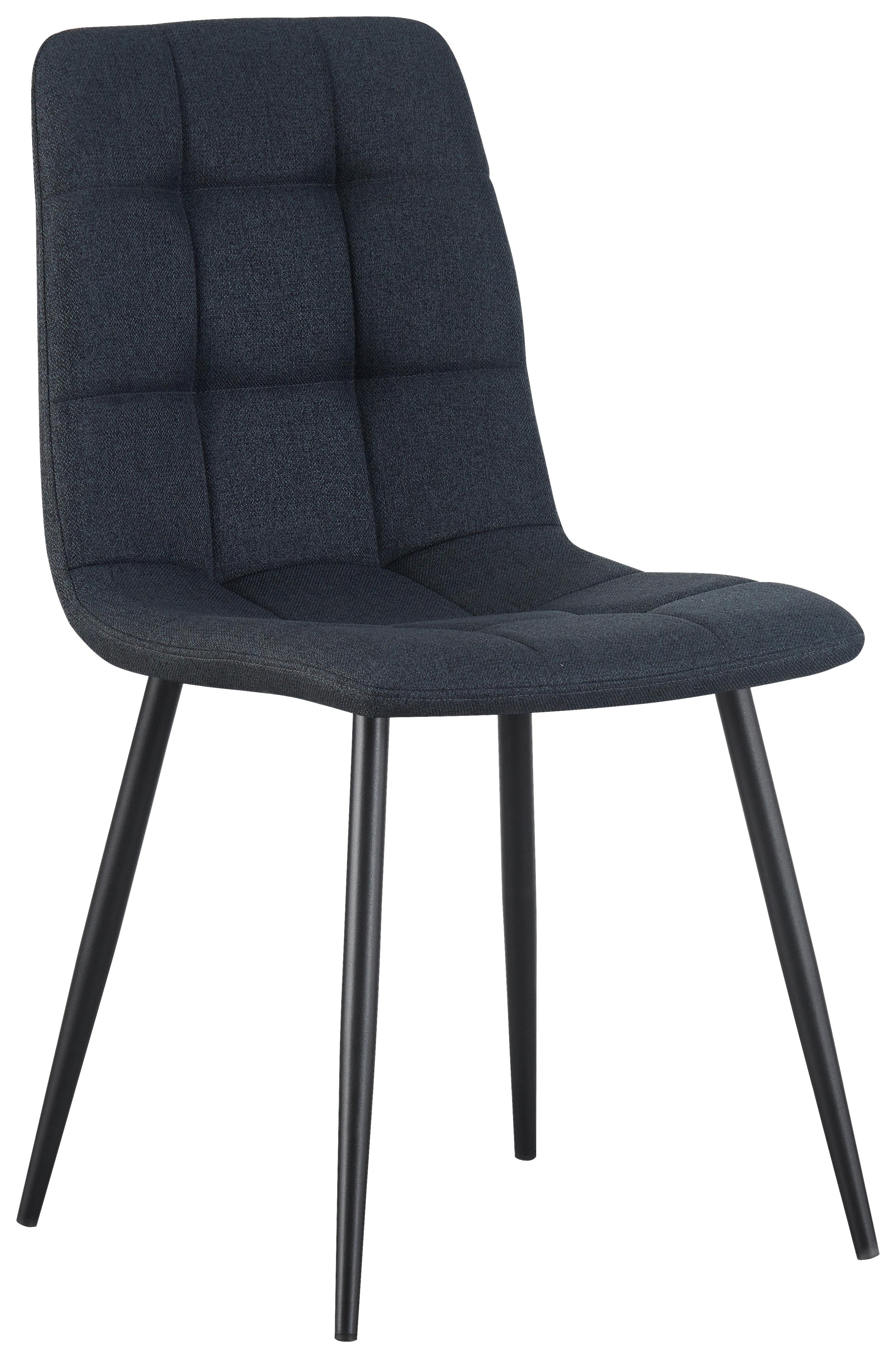 Vierfußstuhl Empoli Leinenoptik Grau, B: 44,5 cm - Schwarz/Grau, KONVENTIONELL, Holz/Textil (44,5/86/54,5cm) - Livetastic