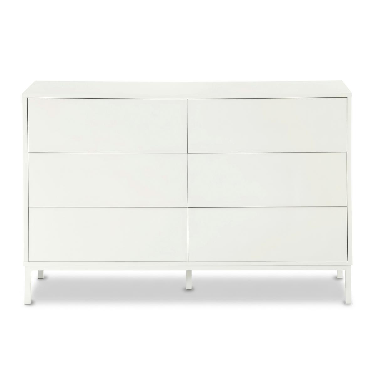 Široká komoda se 6 zásuvkami MDF/Kov s práškovým nátěrem - bílá, Moderní, kov/kompozitní dřevo (120/80/40cm) - Bessagi Home
