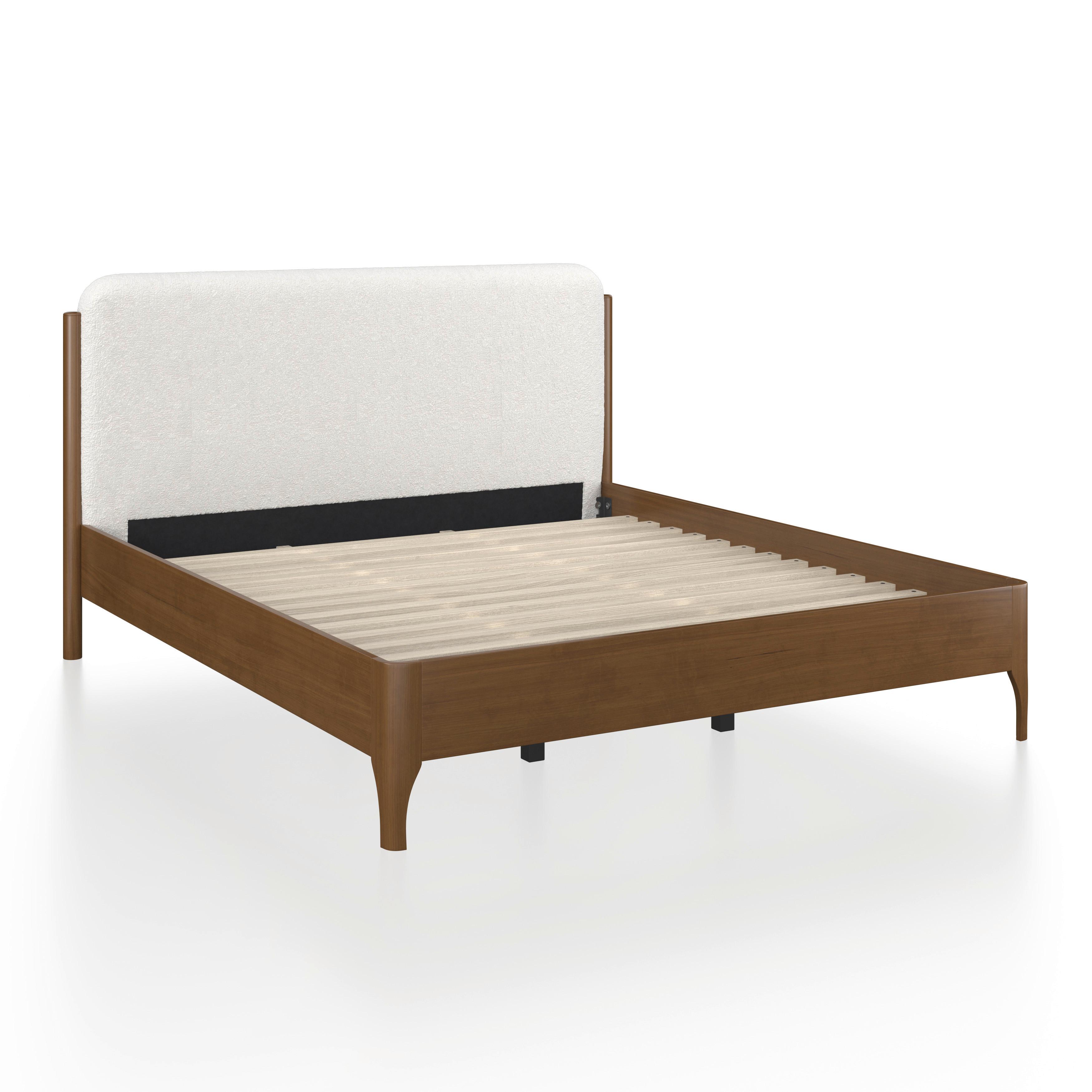 Čalouněná postel AMINA 180x200, světle hnědá - barvy dubu/slonovinová, Moderní, dřevo/kompozitní dřevo (180/200cm) - Bessagi Home