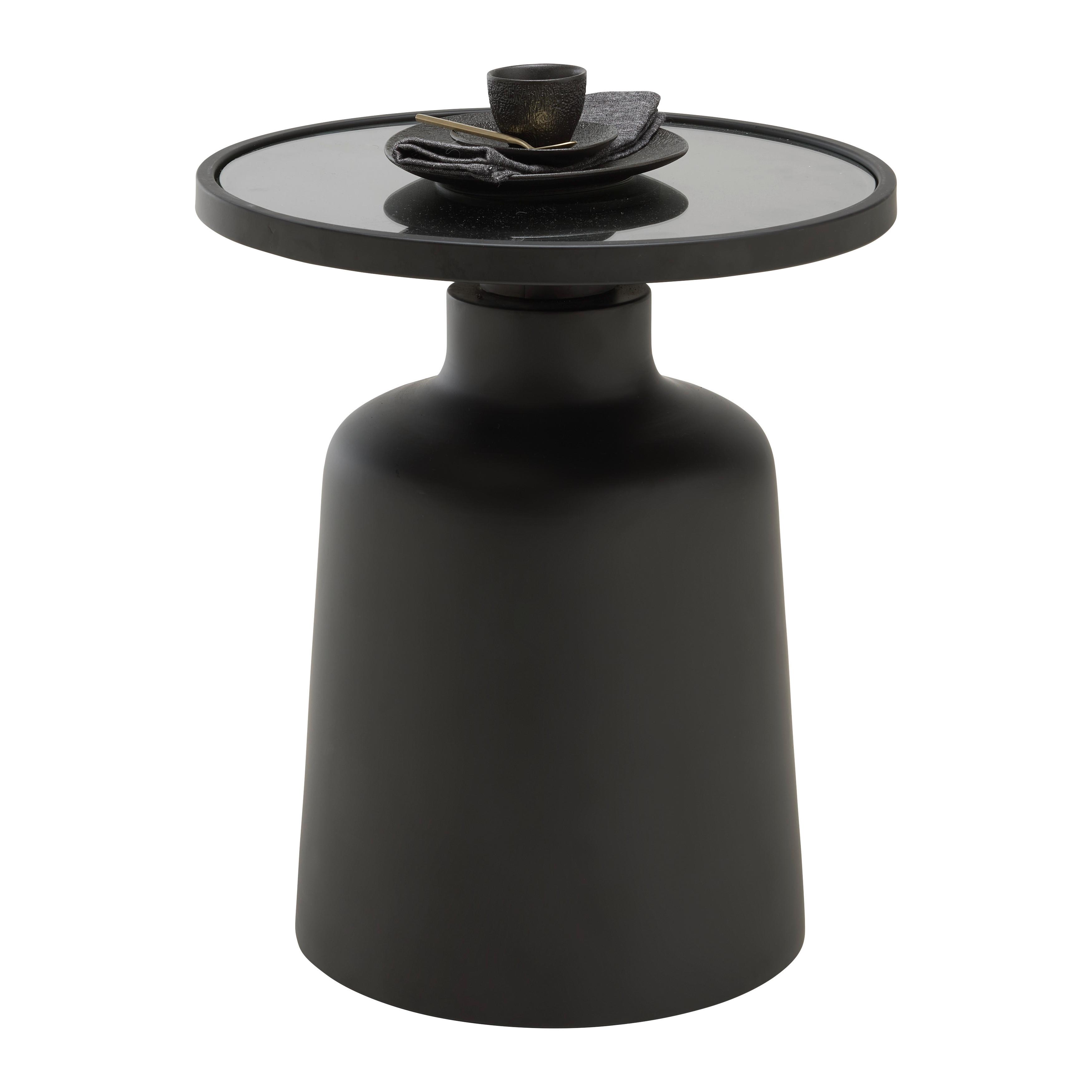 ODKLÁDACÍ STOLEK JARO -TREND- - černá, Moderní, kov/sklo (47/48/47cm) - Premium Living