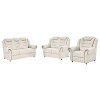 Sitzgarnitur 3-tlg. Weiß Lederlook - Schwarz/Weiß, KONVENTIONELL, Textil - Livetastic